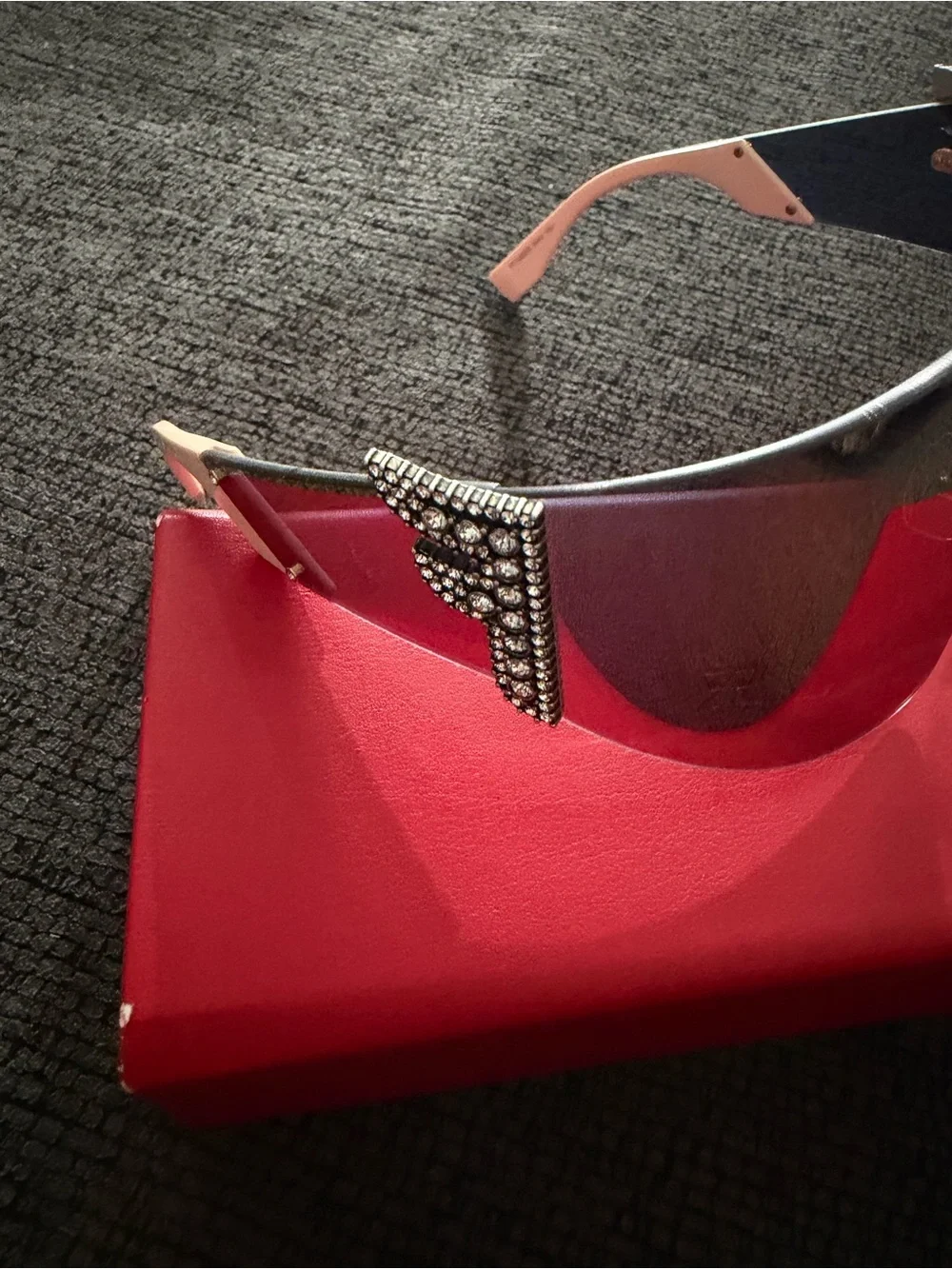 Fendi Shield Sunglasses with Silver Lens and Pink Temples